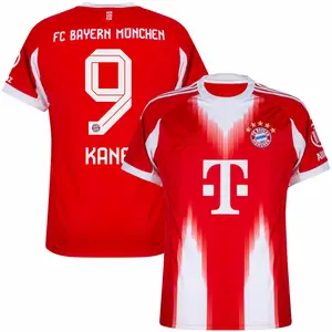 Unisex Soccer Bayern Munich Team Harry Kane #9 Champions League Playoffs 2026 Home/Away Replica On Field Jersey - Red