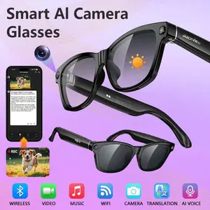 AI Glasses with Camera for Cycling & Driving, HD Video Recording Photochromic Lenses from Indoor Blue-Cut to Outdoor UV Protection