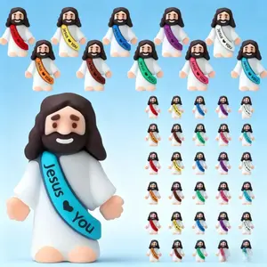 25Pcs   Figurines,  Loves You Design, Cute Decorative Dolls. Suitable for Hide & Seek, Treasure Hunt, Religious Party Favors, Sunday School and Baptism Gifts, to Spread the Gospel.  Jesus Decor Figures Mini Luminous