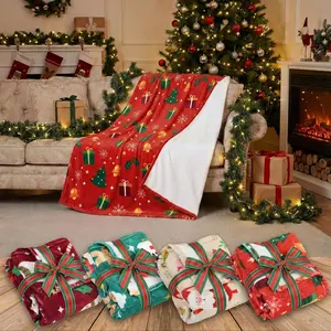 4 Pack  Size Christmas Throw Blankets Bulk for Bed Sofa Couch Snowman Gifts Santa Gingerbread Xmas Tree Soft Cozy Christmas Plush Flannel Blanket  Decor Xmas Supplies, 60 x 80 Inches