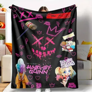 Neon Pink Graffiti Flannel Blanket Cool Comic Character Print Ultra Soft Lightweight Plush Throw Perfect For Bedroom Bedding Living Room Sofa Couch Outdoor Camping Trips Birthday Gift