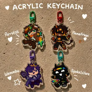 Unstable Universe Quartet Acrylic Keychain - ParrotX2, FlameFrags, SpokeIsHere, Wemmbu Minecraft SMP Gamer Gift, Chibi Anime Keyring - Anime Hot Pendant, Cute Keyring Accessory, Fun Charm For Backpack Or Purse | High Quality and Customer Favorite Items