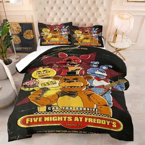 Five Nights at Freddy's Themed Soft Decorative Bedding Set Including 1 Comforter and 1 or 2 Pillowcases Without Pillows, Perfect Gift for Fans