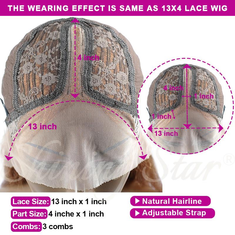 ShiningStar Red Body Wave 13X1 HD Transparent Lace Front Human Hair Wigs for Women Colored Brazilian Deep Part Wig 28INCH