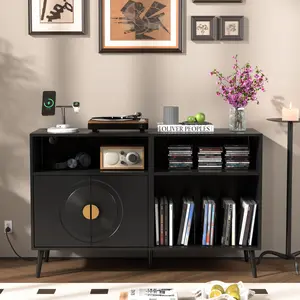Large Record Player Stand, Turntable Stand with Door, Vinyl Display Shelf for Bedroom Living Room Large Record Player Stand, Turntable Stand with Door, Vinyl Display Shelf for Bedroom Living Room