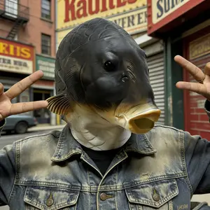 Funny Fish Head Latex Mask, Realistic Animal Costume Accessory, Breathable & Comfortable for Adults, Ideal for Halloween Parties & Events