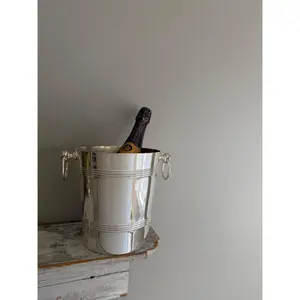 Hotel Silver Vintage Champagne Bucket with Banding & Ring Handles