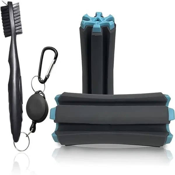 Golf Club Carrier with Brush & Carabiner Clip - Plastic Golf Course Accessory for Adults, Portable 6-Club Organizer, Gear Cleaning & Drying Solution, Holds Up To 6 Clubs, Clubs Storage