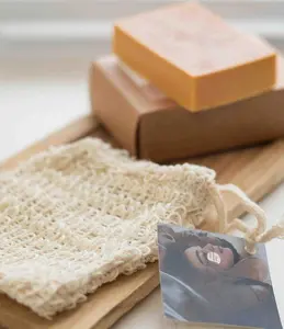HerTLC Skincare Sisal Soap Saver Bag - Gentle Exfoliation & Sustainable Living - All-Natural Sisal Material - Eco-Friendly & Reusable - 5.5" x 3.5" Size