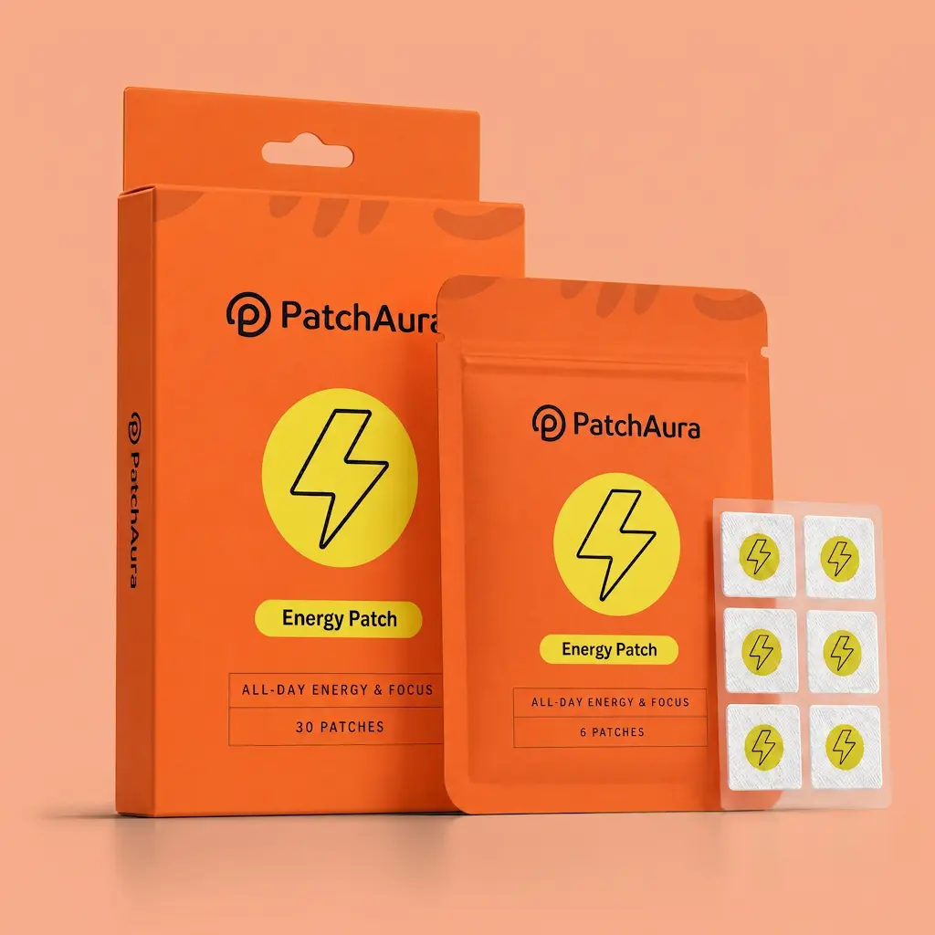 PatchAura Energy Patch – All Day Energy & Focus Support, Mental Clarity & Stamina Boost, Long-Lasting Wellness Patches (30 Patches)