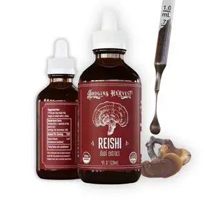 Hodgins Harvest - Organic Reishi Mushroom Fruiting Body Extract Tincture - Extra Concentrated Dual Extract Supplement - Supports Heart Health & Wellness - USDA Organic Mushrooms