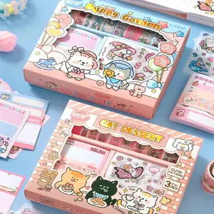 Kawaii Stationery Gift Set with Memo Pads, Washi Tape & Stickers