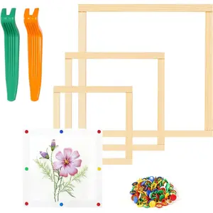 6 Pair Stretcher Bar Set, 3 Size Wooden Needlepoint Stretcher Bars with Thumb Tacks and Tacks Remover, DIY Canvas Splicing Stretcher Frames for Embroidery Crafts Art Accessories