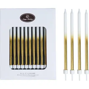 24 count White  Birthday Candles, Tall Glitter Cuppcake Candles Long Thin Cake Candles in Holders for Birthday Wedding Party Decorations