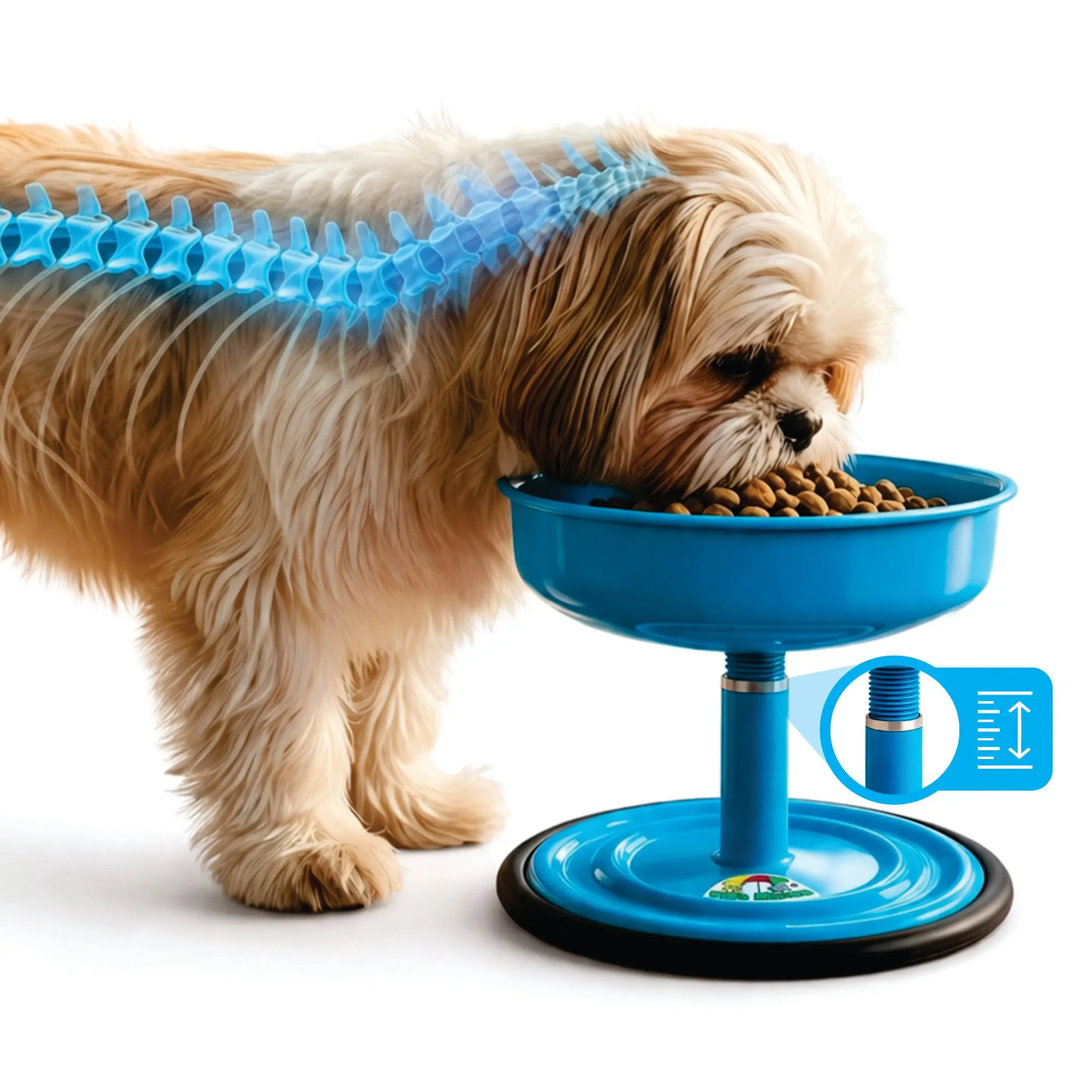 Vida Mansa Woof Woof Adjustable Feeder for Dogs (Feeding in the Correct Posture) (Light Blue)
