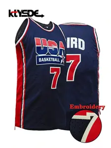 KTYSDE Men's #7 Navy Blue Basketball Jersey, USA Patch Print + Embroidery, Loose Fit Sleeveless Crew Neck Tank Top, Suitable For Basketball, Sports, Running, Streetwear, Unisex