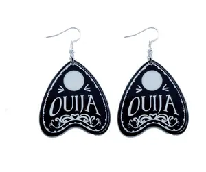 Black and white Ouija earrings set with stainless steel hook