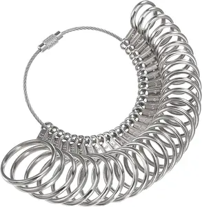 27Pcs Stainless Steel Ring Gauge Set Finger Sizer Tool – US Size 1-13 with Half Sizes – Professional Ring Measuring Tool for Jewelry Sizing