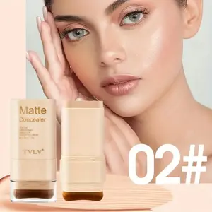 2-in-1 Foundation and Concealer Stick - Long-lasting, waterproof, and sweat-resistant, with brush, full-coverage matte finish, creamy texture, suitable for daily use and parties, easy-to-apply design, can be layered for a flawless makeup look - ideal gift