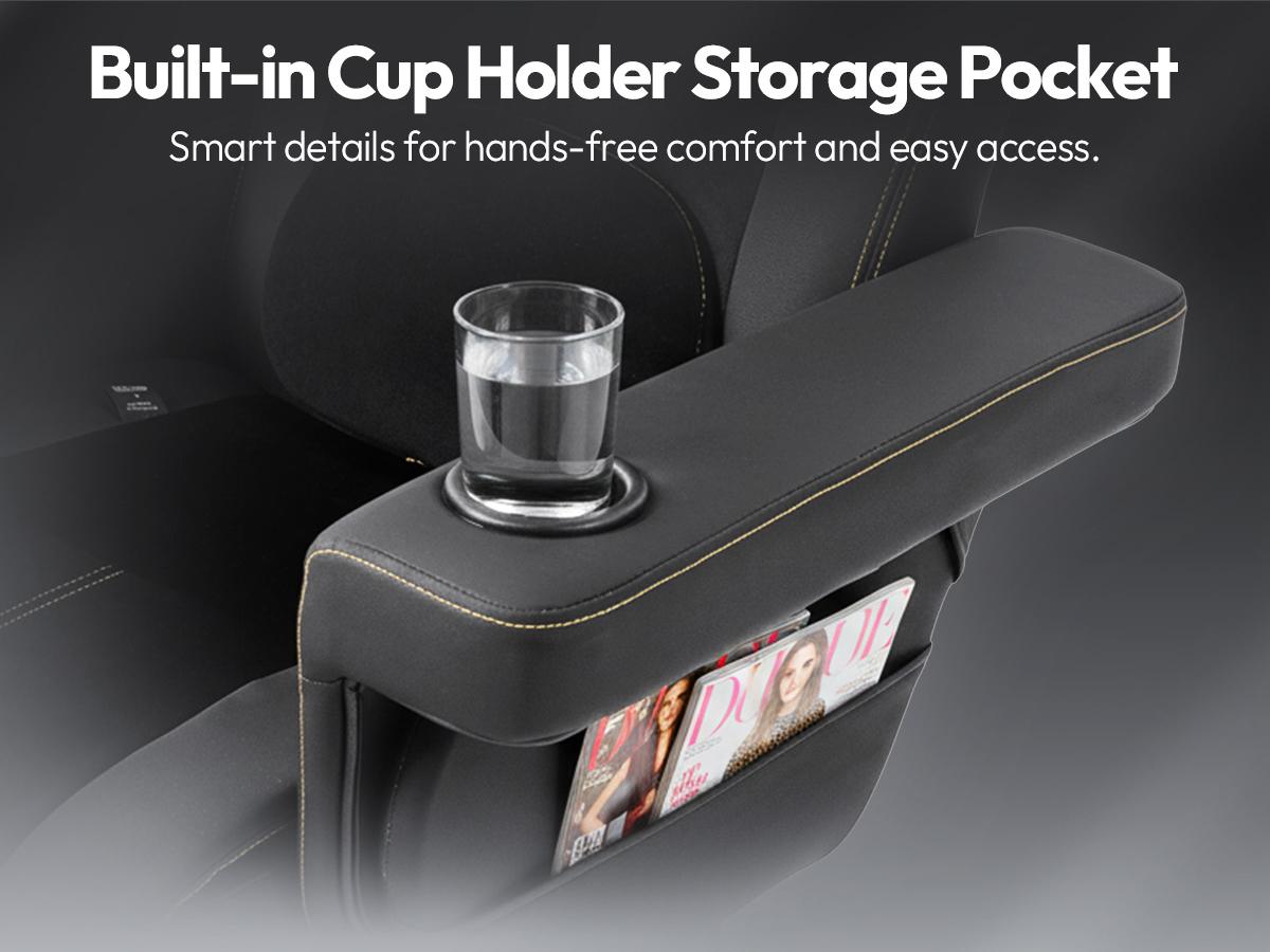 Dowinx Racing Style Gaming Recliner Chair with Massage Lumbar Support, Footrest, Cup Holder, Side Pouch, High Back Ergonomic Video Game Chair Reclining No Wheels Heavy Duty, Black Red Fabric/Leather