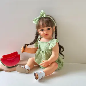 Lifelike Baby Doll, 22 Inch Girl Doll, Imitation Doll Princess Skirt Implanted Micro-curly Long Hair Dress-up Doll, Lifelike Newborn Doll, Cute Doll Collectible, birthday Gift For Girls