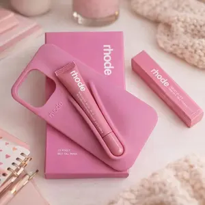 Lip Gloss Holder Phone Case for iPhone 11 12 13 14 15 16 17 ; Premium Soft Silicone Cover ; Cute Makeup Aesthetic Case for Women & Girls