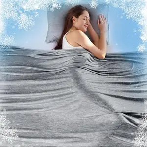 Cooling Blanket Throw (50"x60"), Double Sided Summer Cooling Blankets for Hot Sleepers & Night Sweats, Cool Soft Lightweight Blanket for Beach, Sofa Bed Couch, Gifts for Women Men Light Grey