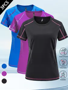 Women's Quick-Dry Sportswear Set, Breathable Mesh Running Top, Loose Fit Yoga Short Sleeve Tee, Gym Tees, Sports Tops, Ideal for Summer Activities