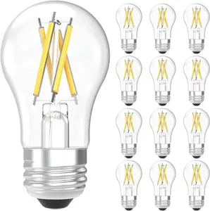 Sunco 12 Pack A15 Light Bulb LED, Edison Style Bulb, Dimmable Vintage Filament Lighting, 800 LM, 7W (60W Equivalent), 5000K Daylight, E26 Medium Base, Wet Rated UL