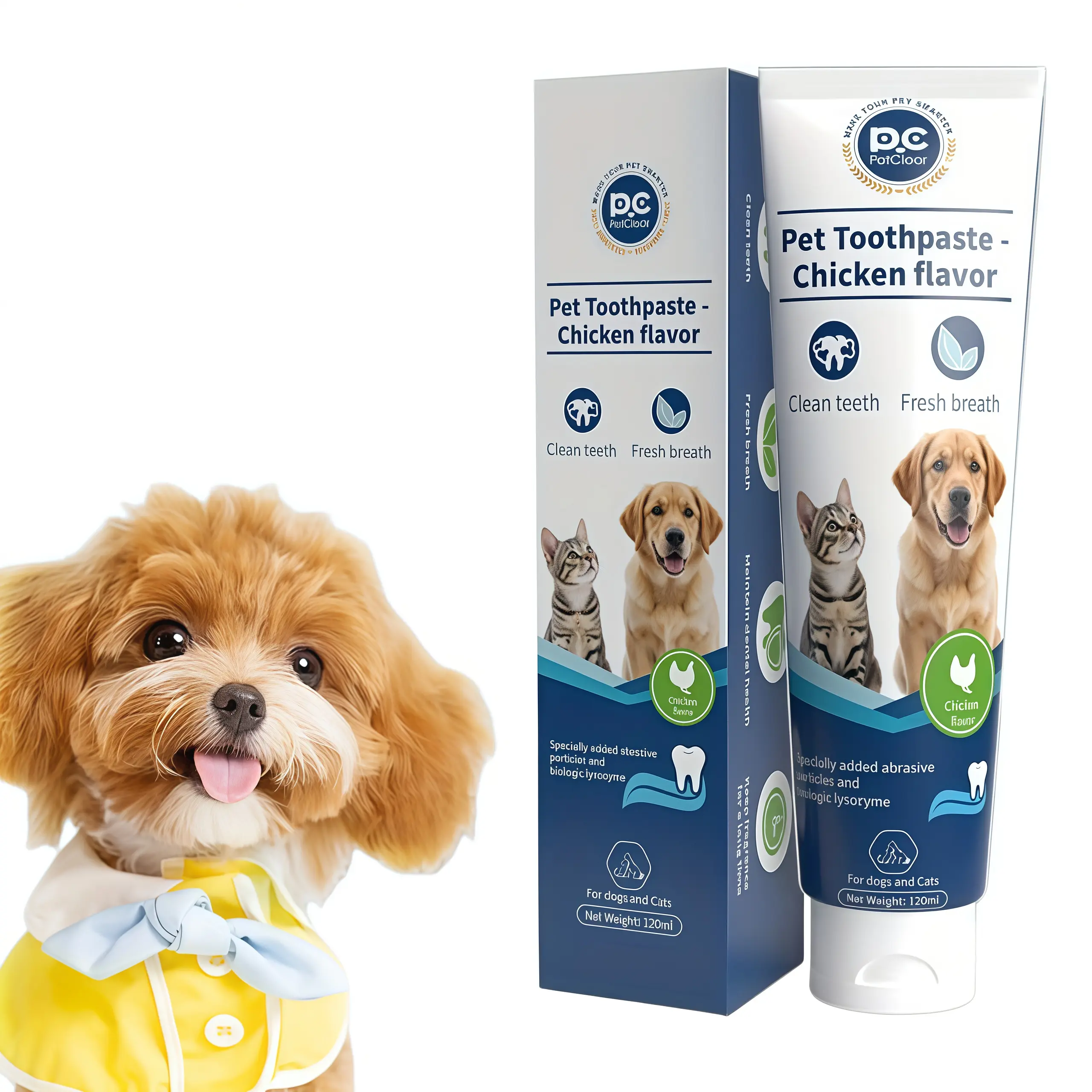 PETCLEAR Dog Toothpaste, 4.23 oz Fluoride-Free Chicken Flavor Formula with Lactobacillus, Cleans to Prevent Plaque, Tartar & Bad Breath for Dog Oral Care, Cleaning