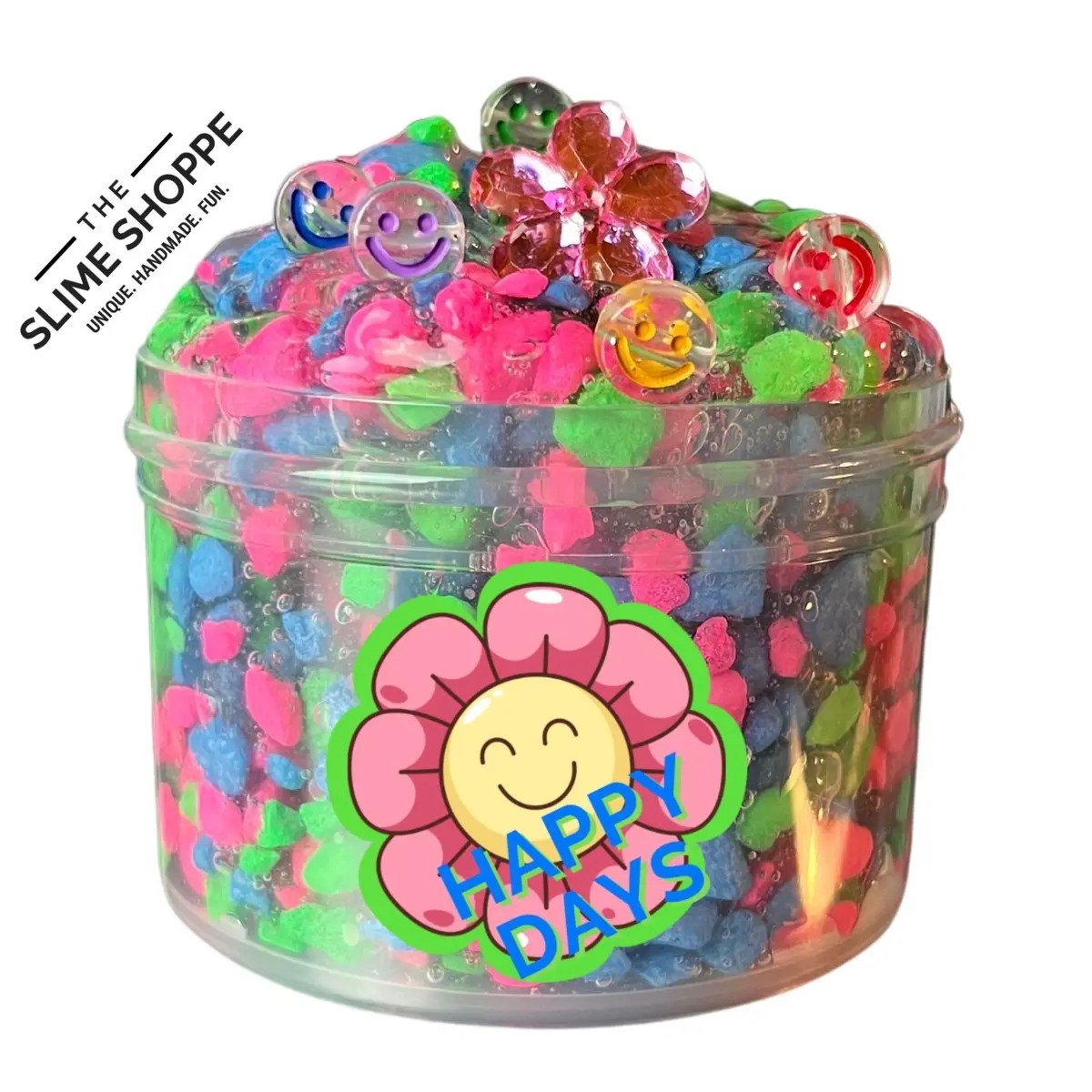 Gravel Slime | Happy Days | Crunchy Slime Neon Scented | DIY Kit 6oz Squishy