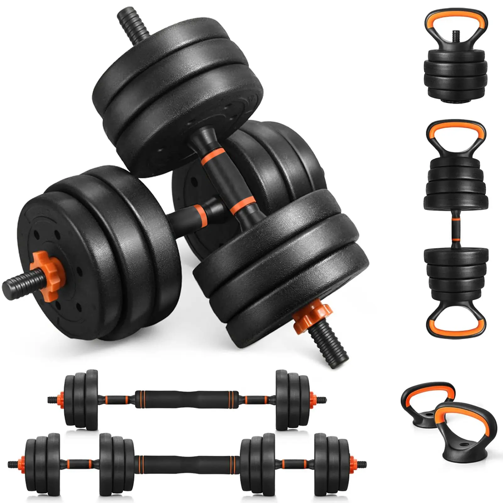 Adjustable Dumbbell Set 44/66/88 lbs, 5-in-1 Convertible Free Weights with Barbell, Kettlebell & Push-Up Stand, At Home Gym Equipment for Men & Women, Home Workout Gear, Strength Training Equipment, Weightlifting Equipment