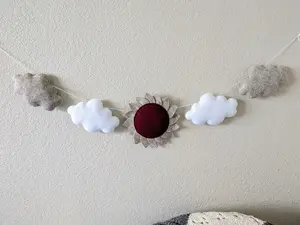 Handmade sun and cloud garland - Nursery decor