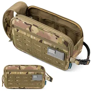 PAVILIA Tactical Toiletry Bag for Men, Travel Hygiene Bag, Military Gear Dopp Kit, Water Resist Molle Accessories Pouch, Mens Shaving Essentials, Gym Bathroom Shower Small Toiletries Tool EDC