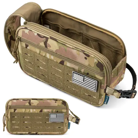 PAVILIA Tactical Toiletry Bag for Men, Travel Hygiene Bag, Military Gear Dopp Kit, Water Resist Molle Accessories Pouch, Mens Shaving Essentials, Gym Bathroom Shower Small Toiletries Tool EDC