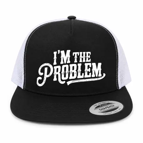 "I'm The Problem" Funny Quote Print Trucker Hat - Fashionable Breathable Adjustable Customizable Cap, Unisex Baseball & Softball Accessory, All Seasons Casual Streetwear Gift, Men's Sports & Outdoor Hat, Black