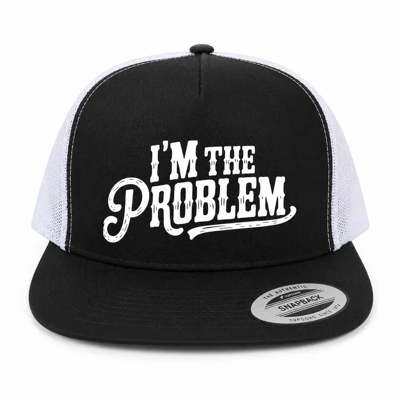 "I'm The Problem" Funny Quote Print Trucker Hat - Fashionable Breathable Adjustable Customizable Cap, Unisex Baseball & Softball Accessory, All Seasons Casual Streetwear Gift, Men's Sports & Outdoor Hat, Black