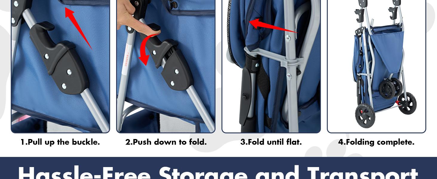 Foldable Pet Stroller for Small Medium Dogs and Cats, 3-Wheel Travel Dog Stroller with Adjustable Canopy, Cup Holder, Removable Pad and Extra Large Storage Basket, 33 lbs Capacity, Blue Foldable Pet Stroller for Small Medium Dogs and Cats, 3-Wheel Travel Dog Stroller with Adjustable Canopy, Cup Holder, Removable Pad and Extra Large Storage Basket, 33 lbs Capacity, Blue