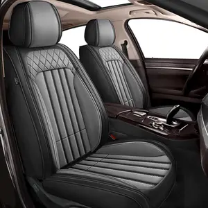 For Nissan Versa 2009-2024 2025 2026 Seat Covers Full Set Waterproof Faux Leather, and Easy to Install Automotive Cusion Interior Accessories (5 Seat, Black&Grey)