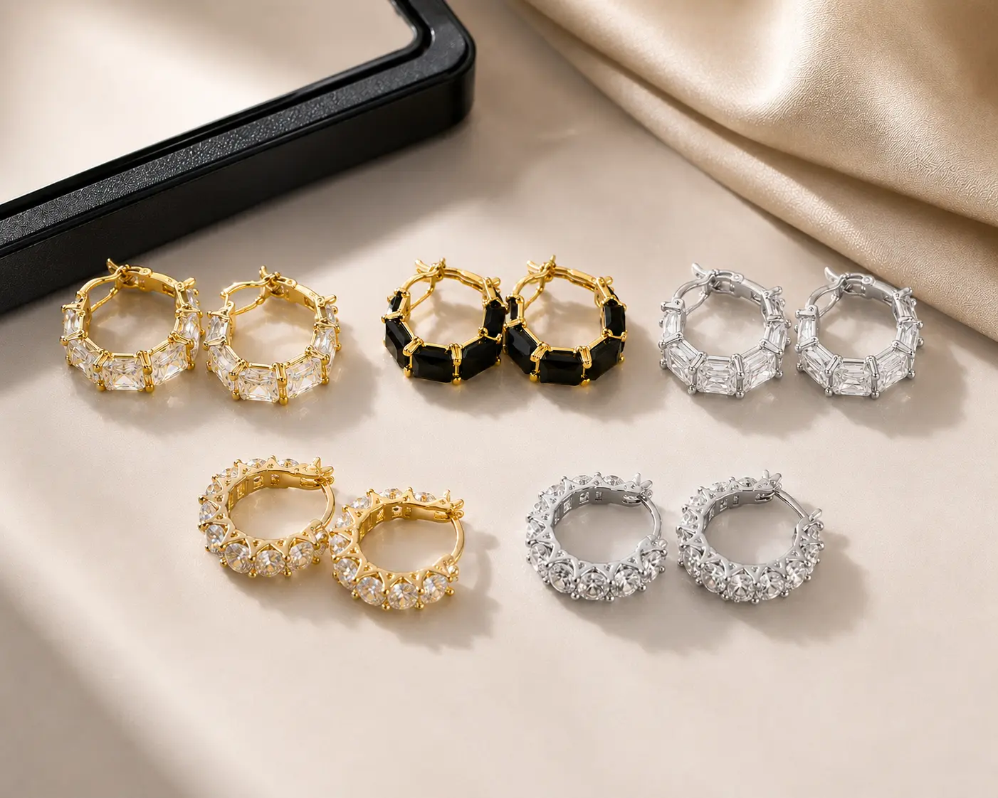 Chunky Crystal Hoop Earrings for Women, Gold Silver Cubic Zirconia Huggie Earrings, Geometric Statement Earrings, Sparkly Fashion Jewelry, Luxury Designer Inspired Earrings,Trendy Everyday Jewelry, Wedding Party Anniversary Birthday Christmas Gift for she