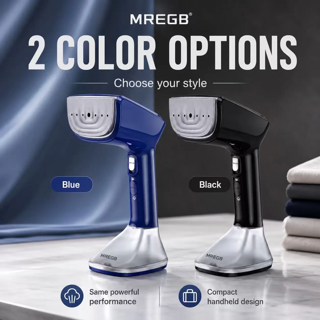 MREGB Handheld Garment Steamer for Clothes. 1200W Portable 2-in-1 Fabric Wrinkle Lifter & Travel Steam Iron. 20s Fast Heating with Removable 300ml Water Tank. Perfect Home Essential & Premium Gift for Women.