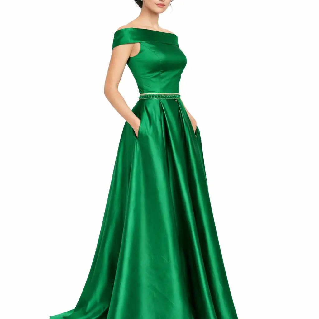 SHERRI HILL Emerald Green Long 2 Piece Prom Dress with Beaded Waist (Size 6)