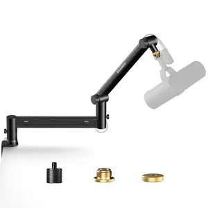 Aokeo AK58 Desk Low Profile Adjustable Mic Boom Arm Stand, Suitable For Blue Yeti,Snowball iCE, HyperX QuadCast,SoloCast,Elgato Wave,Etc Mount Steel