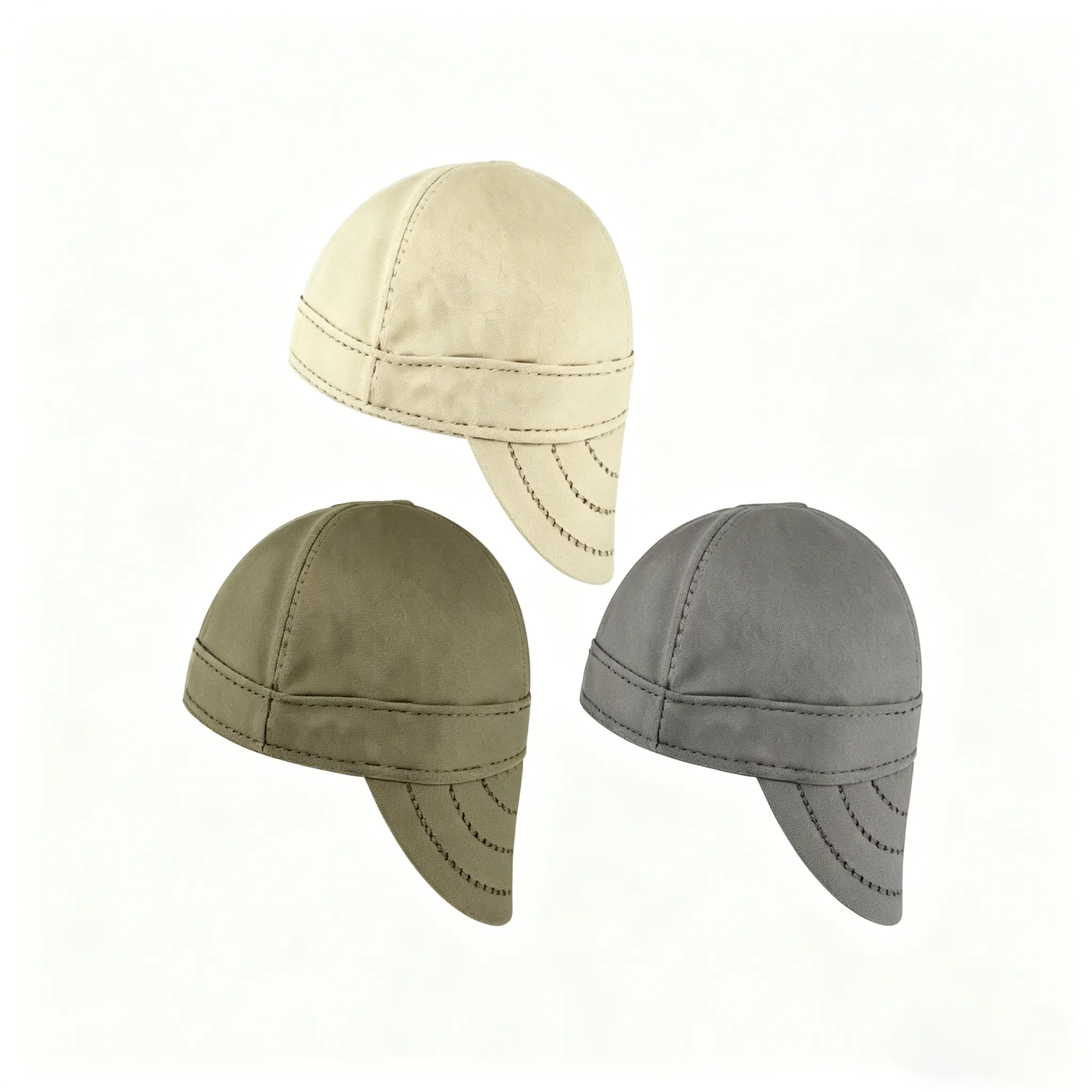 Cross-border Casual Breathable Pure Cotton Cycling Pirate Hat Heat Insulation Dustproof Anti-spatter Welding Safety Headgear in Gray Olive Black