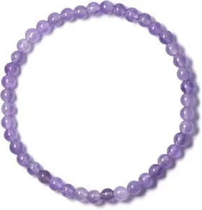 4mm Dainty Real Natural Crystal Beaded Bracelet with Mystery Crystal Pendant (Multiple Wrist Sizes)|   Small Gemstone Handmade Stretchy Healing Energy Protection Yoga Jewelry Gift for Women Men