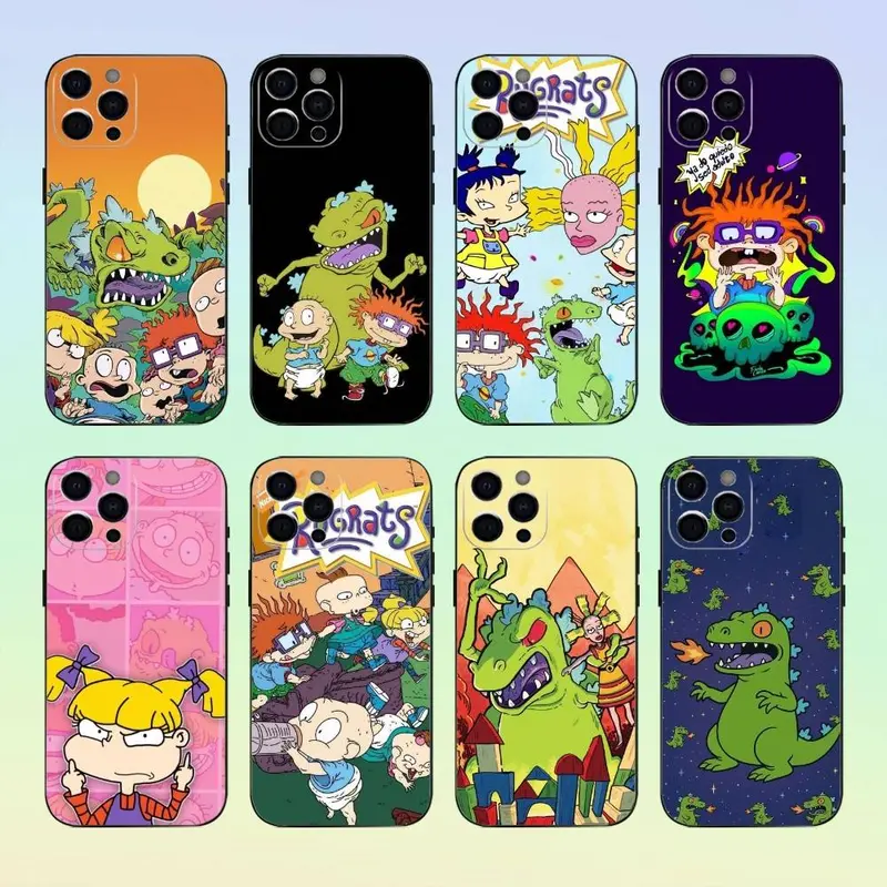 Cartoon R-Rugrat F Phone Cases For iPhone 17 16 15 14 13 12 11 Promax Pro Air Plus Black Soft TPU Silicone Shockproof Cover Protection Gifts For Christmas Halloween Birthday