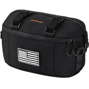 Oumurs Motorcycle Handlebar Bag,1680D Water-resistant Universal Bar bag American Flag Sissy Bar Bag Front Fork Storage Accessory Bag,For Motorbike Cruiser Softail Dyna Sportsters Dirt Bike Bicycle