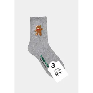 Women's Grey Teddy Bear Sock