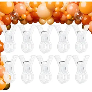 Balloon Arch Clips, 10 Pack 3.5 Inch Transparent Plastic Clips For Balloon Arch, Backdrop Clamps, Heavy Duty Spring Clamps For Party Decoration Crafts And Photography Studios