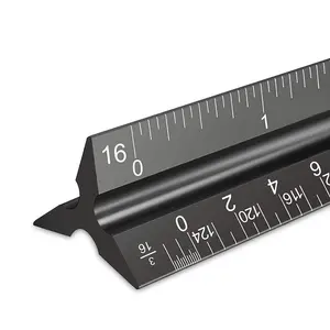 Professional, 12" Aluminum Architectural Scale Ruler - Durable Metal Triangular Drafting Tool for Blueprints & Designs